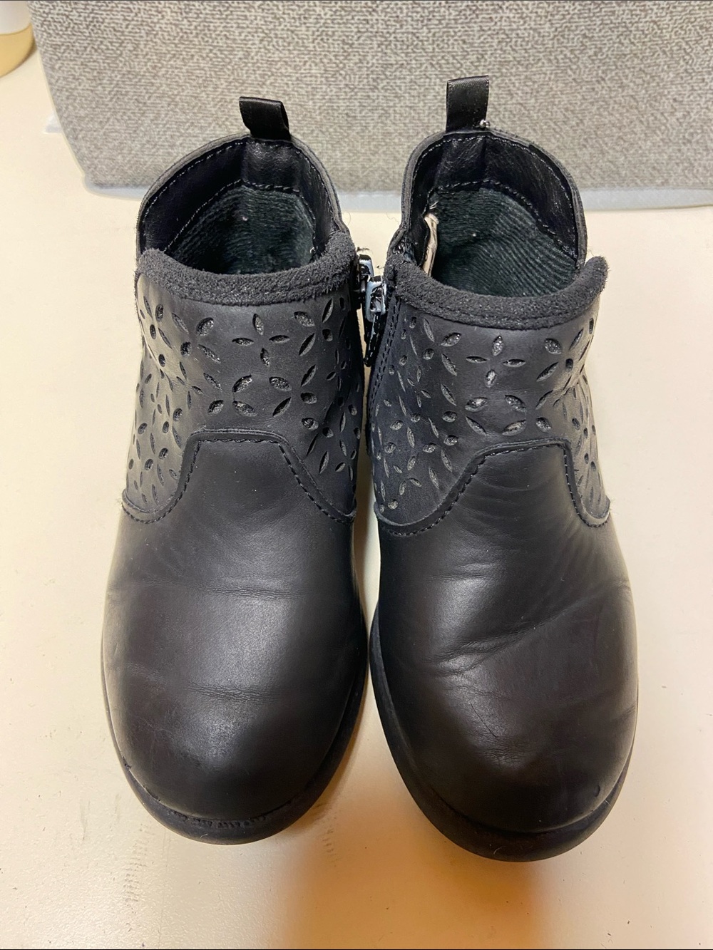 OshKosh B'gosh Black Girls Ankle Boots with Perforated Detail